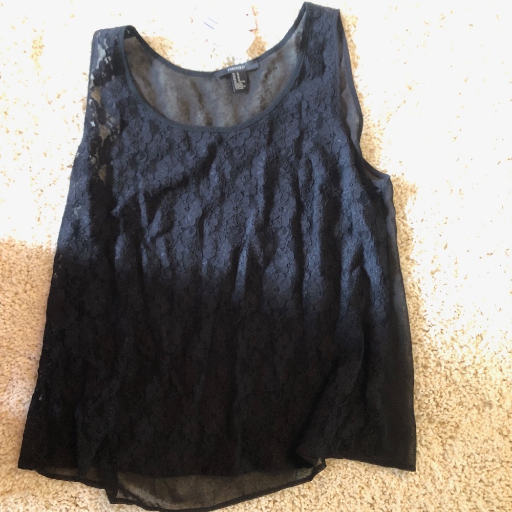 Forever 21- Lace Sheer Black Tank Top- Tags on